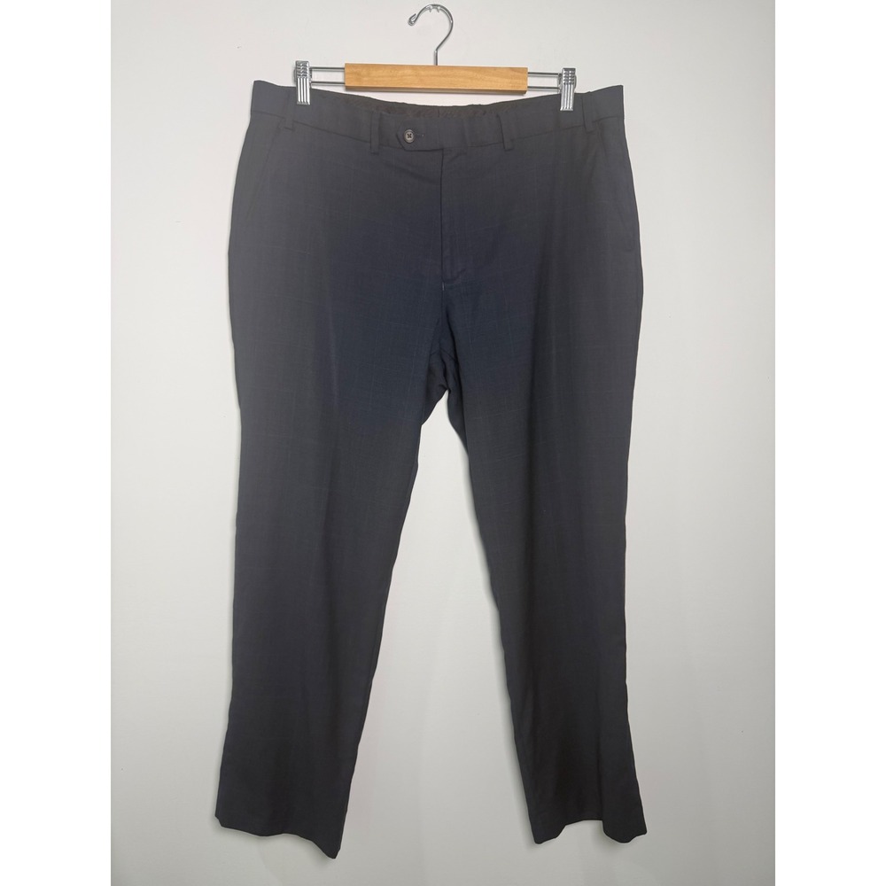 Lauren Ralph Lauren Mens 38x29 Navy Blue Windowpane Plaid 100% Wool Dress Pants